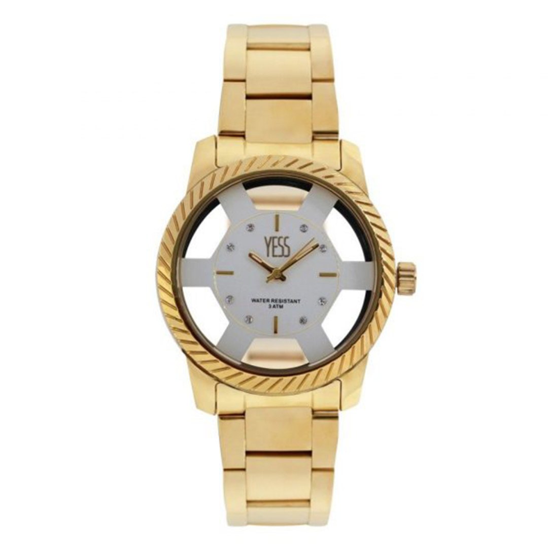Reloj Yess Dama Metal Casual Grande Analogico