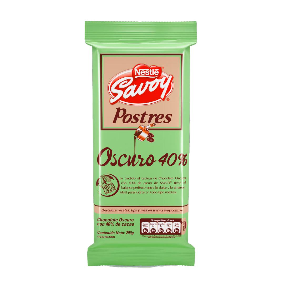 Chocolate Savoy Para Postres Oscuro 40% 200gr