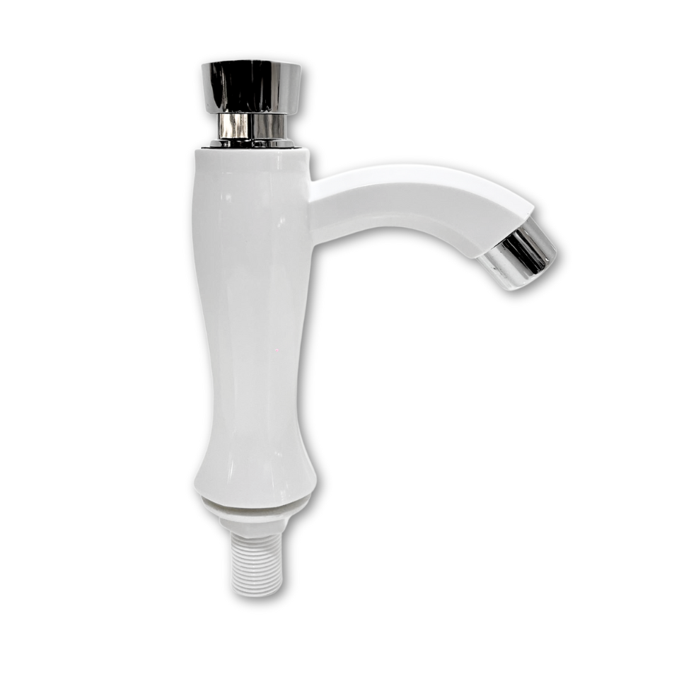 Llave Plástica tipo Push para Lavamanos Blanco | Griven