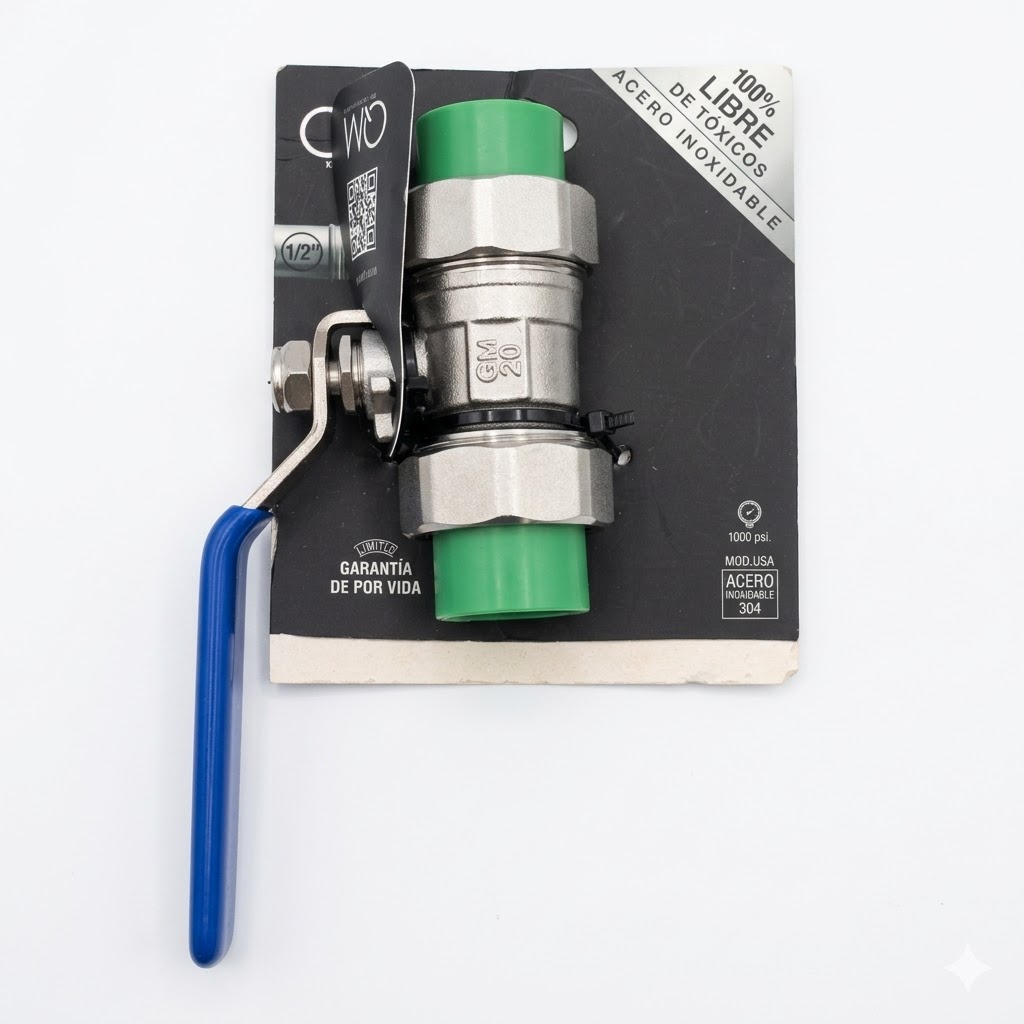 Válvula de Paso de Bola PPR Acero Inoxidable 304 1/2" QUALITY METAL