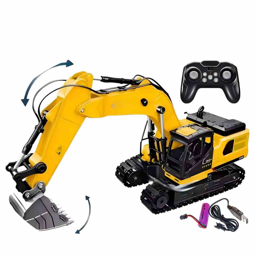 Excavadora A Control Remoto Recargable Funciones Realistas