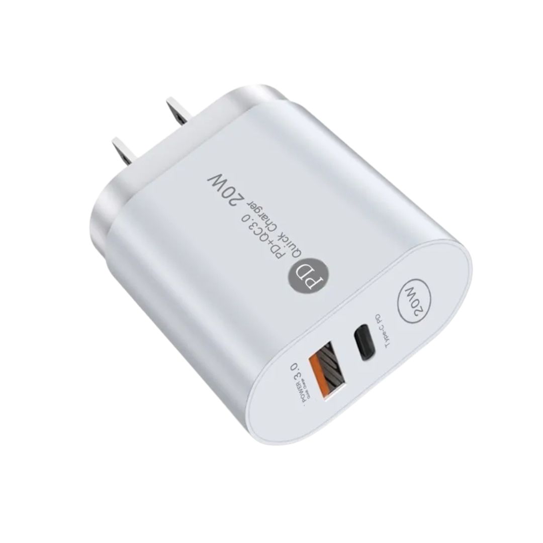 Cargador Taco Carga Rápida 20w Tipo C Doble Puerto Android