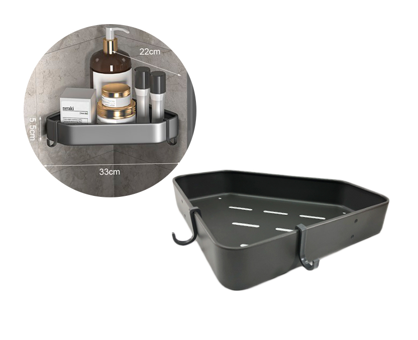 Base Organizador De Baño Esquinero Estante Gris