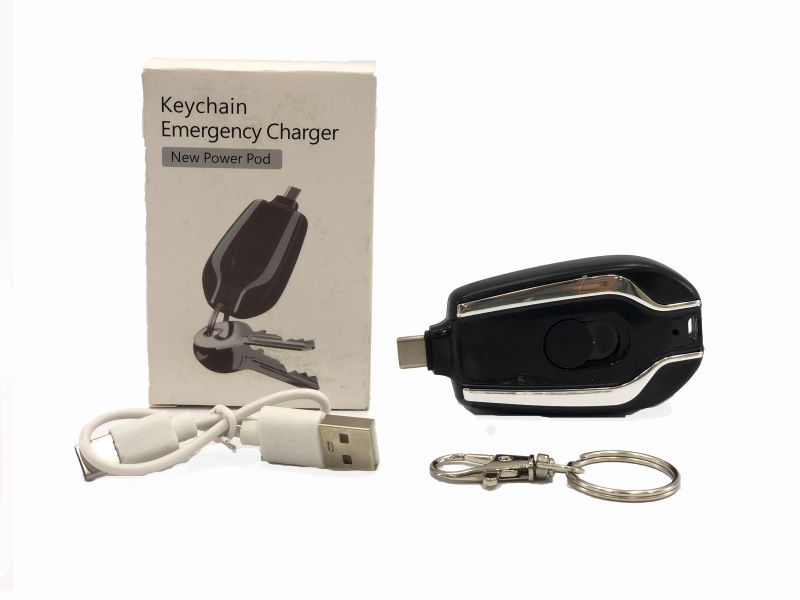 Llavero Mini Power Bank 1500mah Tipo C Negro