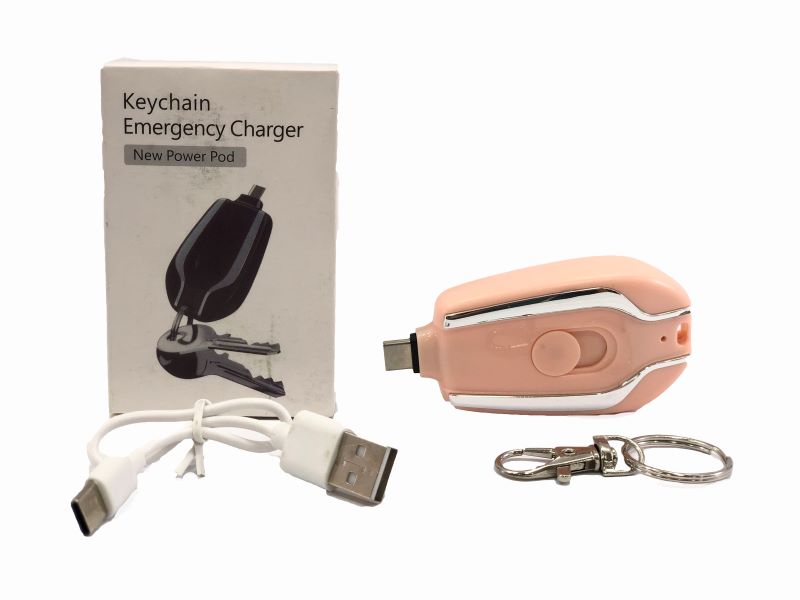 Llavero Mini Power Bank 1500mah Tipo C Rosa