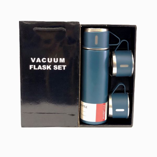 Termo Vacuum Con Taza Azul