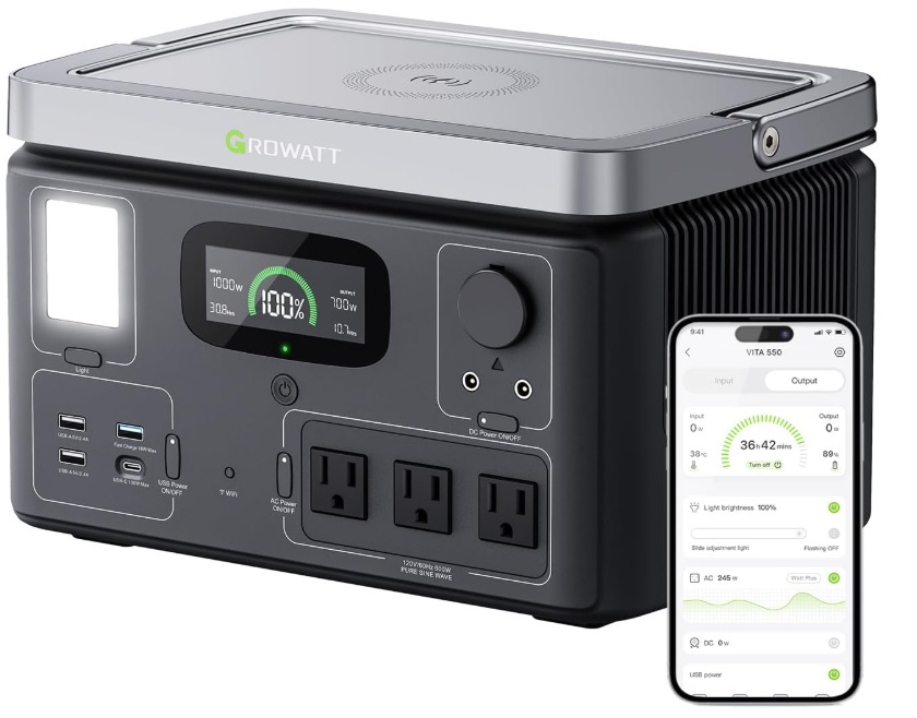 Estación de energía GROWATT VITA550 (600W/538 Wh)