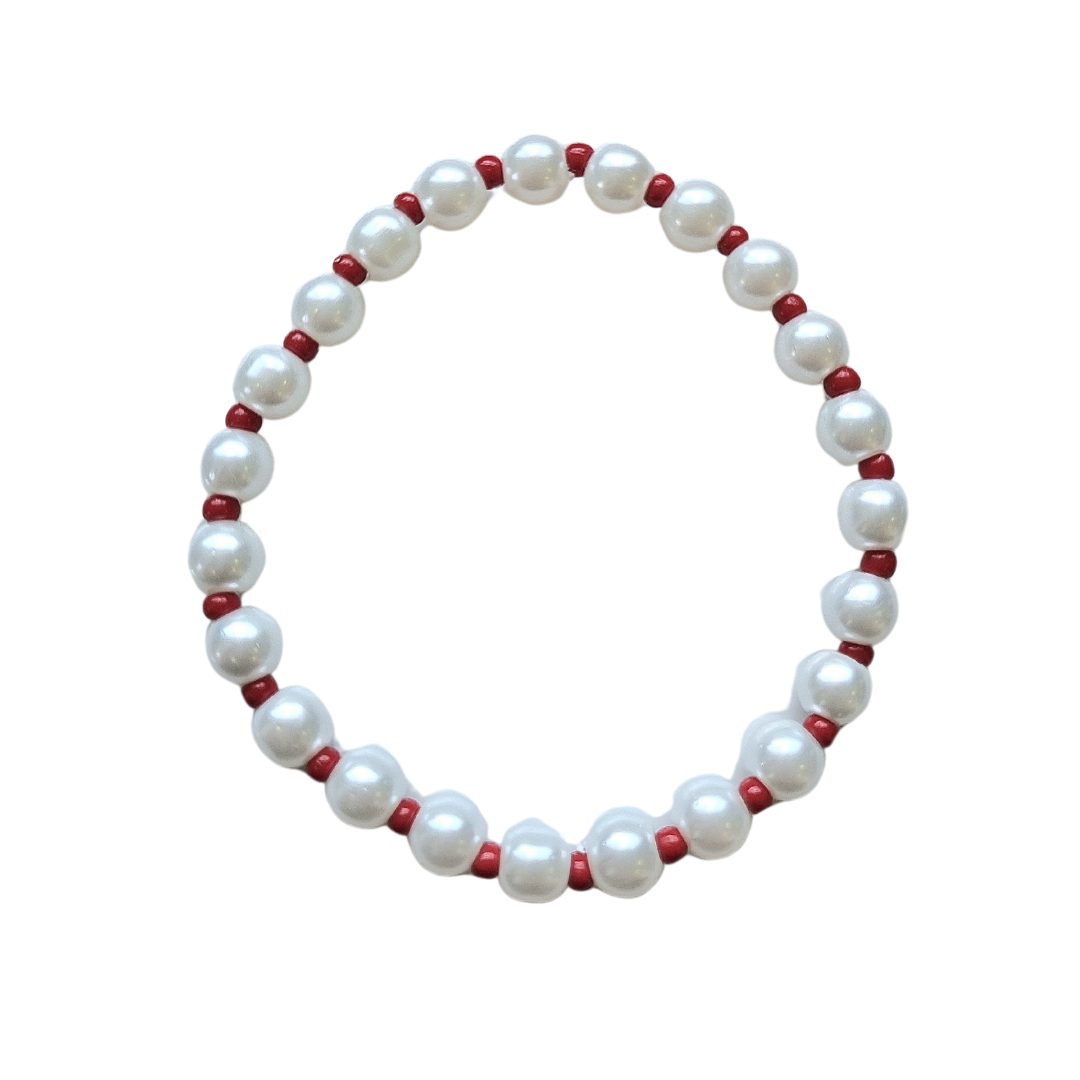 Pulsera Perlas coloridas Rojo