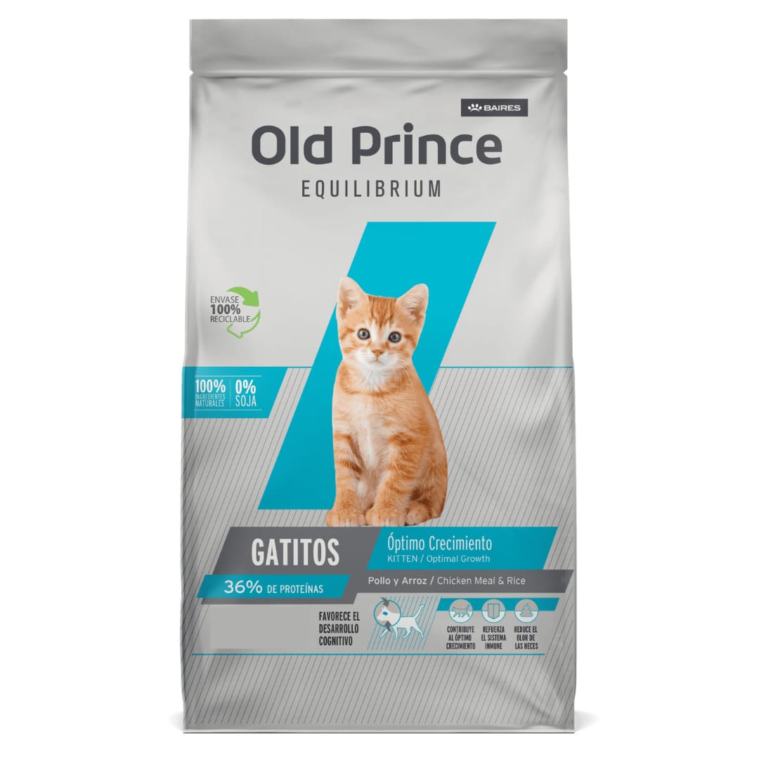 Alimento Gatitos Old Prince Equilibrium Óptimo Crecimiento Pollo y Arroz