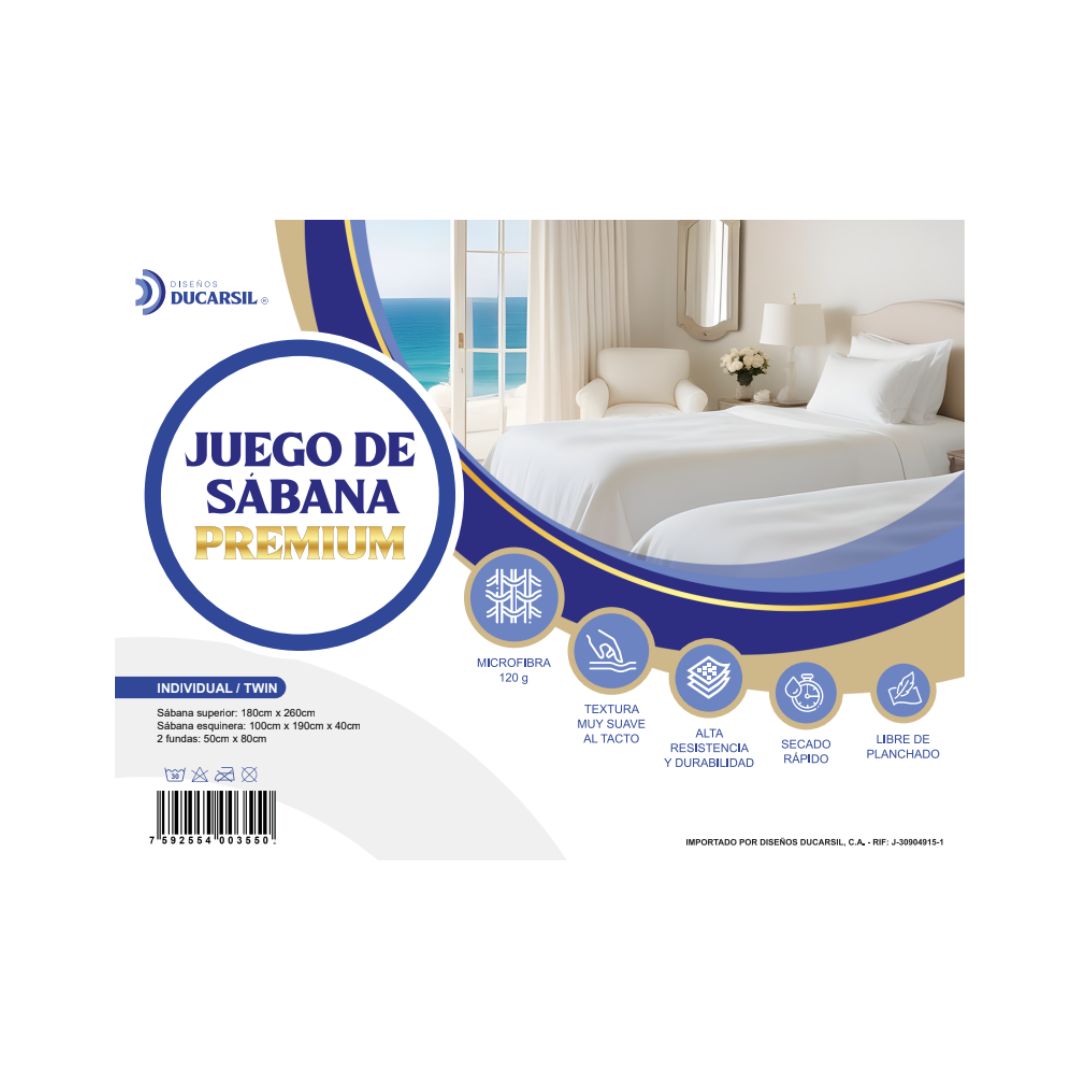 4 Juego De Sábana Queen Microfibra 120g Marfil