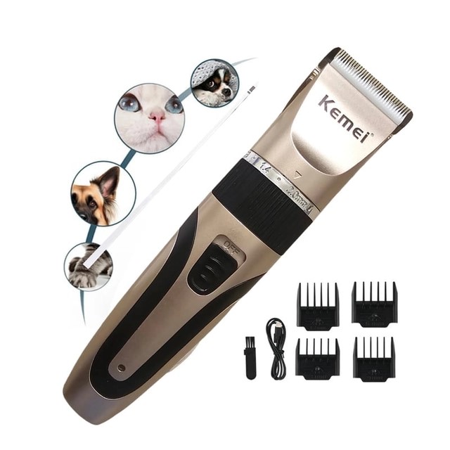 Máquina de Afeitar Profesional Canina Kemei KM-1056 - Silenciosa 5 Niveles 4 Peines Inalámbrica