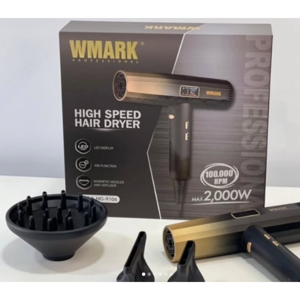 Secador de Cabello Profesional Wmark NG-9106 - 1600-2000W 100.000 RPM 3 Vel