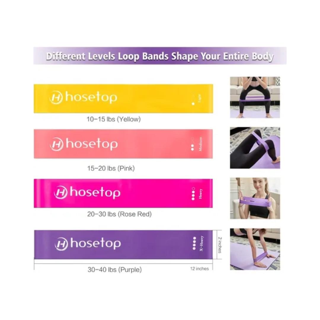 Set De 4 Bandas De Resistencia Hosetop para Entrenamiento Ejercicio