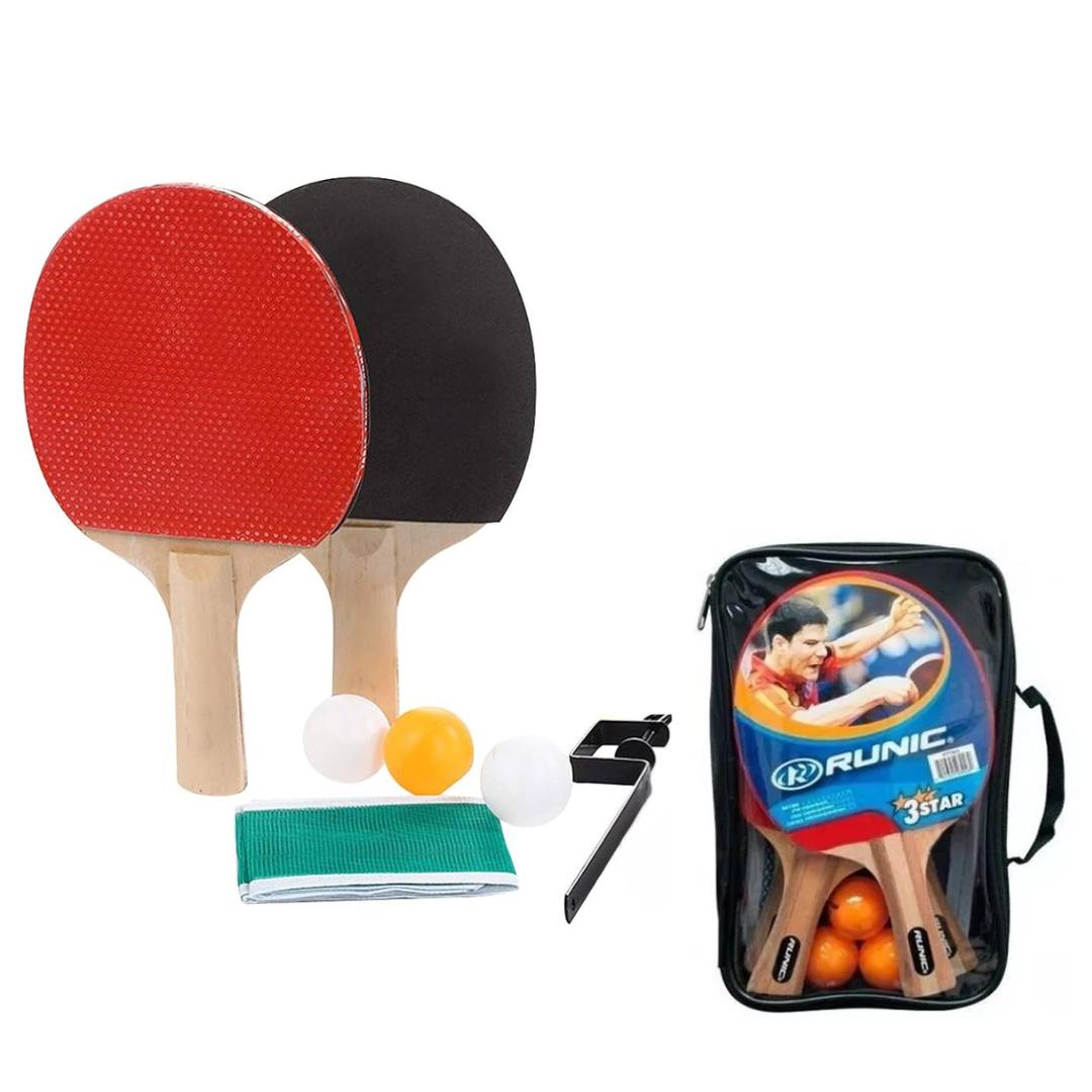 Set Runic De Ping Pong 4 Raquetas, 3 pelotas, una malla, y estuche