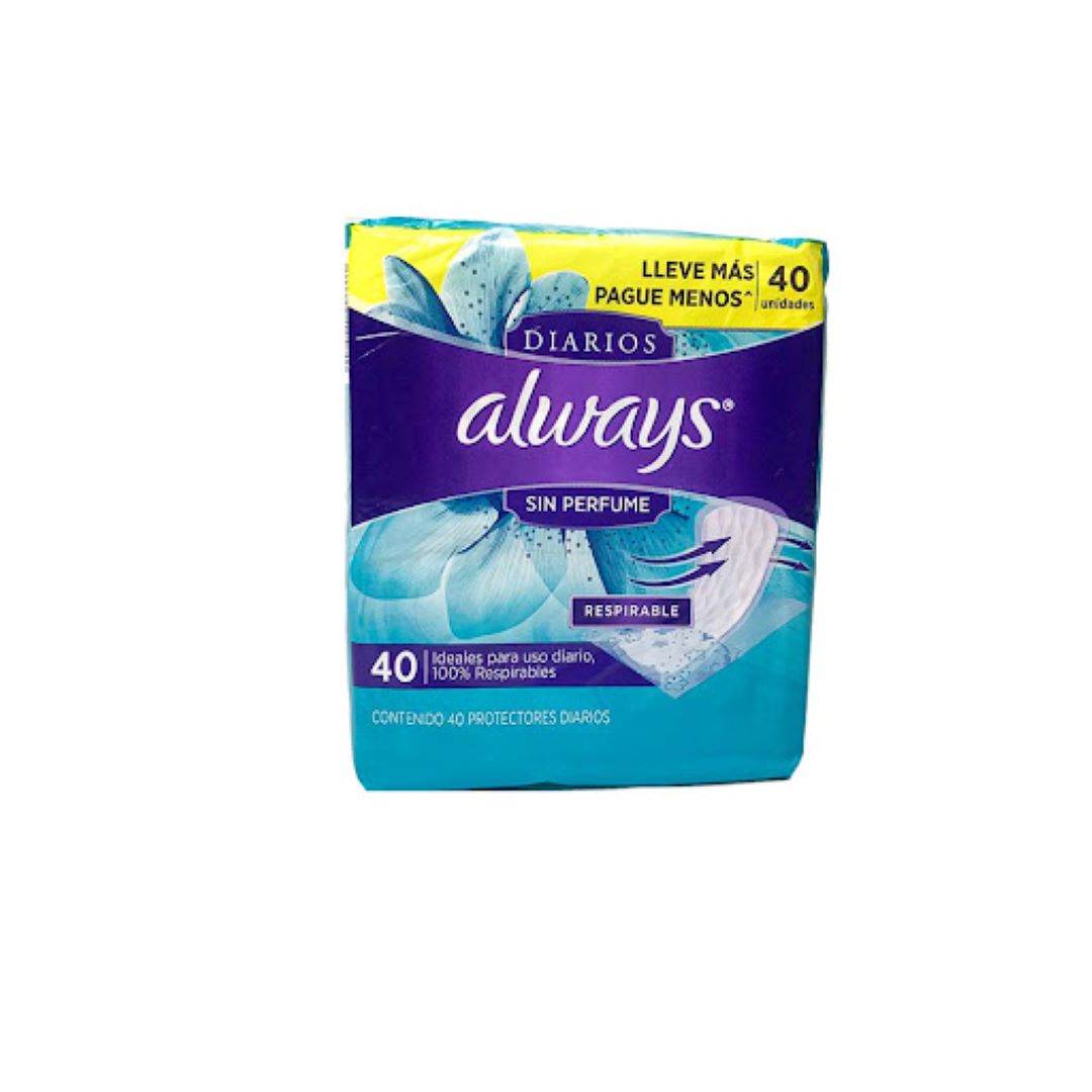 Toallas Sanitarias Sin Perfume Always 40 Und