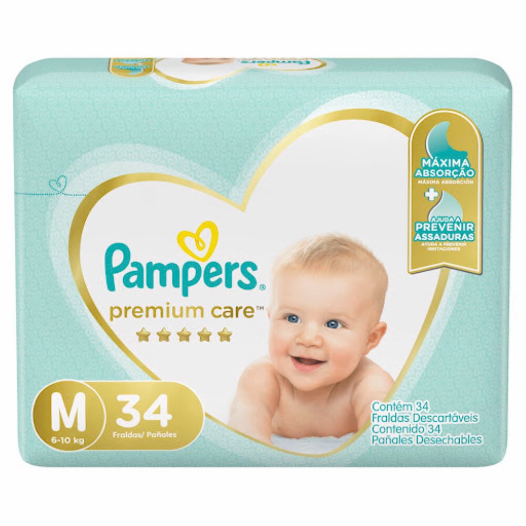 Panales Desechables Pampers Premium Care Med 34 Und
