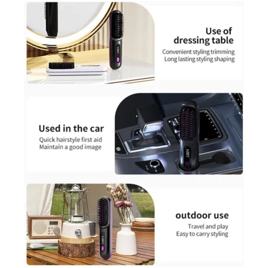 Cepillo Alisador Inalambrico Peine Portatil 2000mah Usb - Vista 9