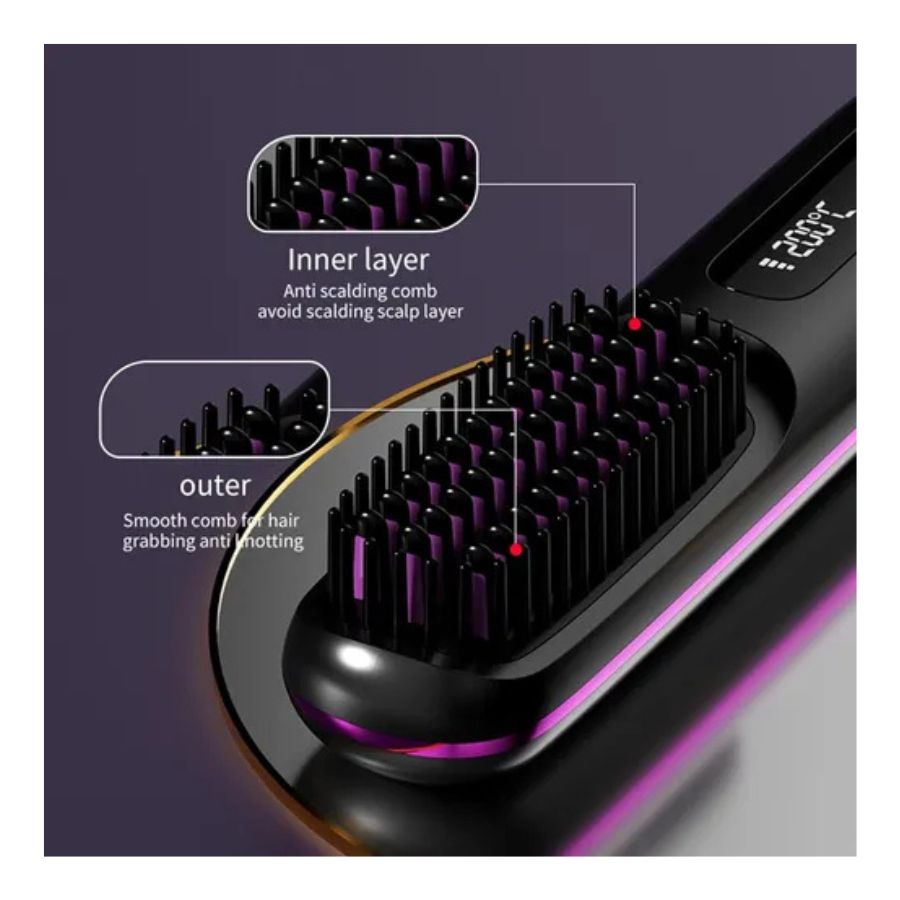 Cepillo Alisador Inalambrico Peine Portatil 2000mah Usb - Vista 6