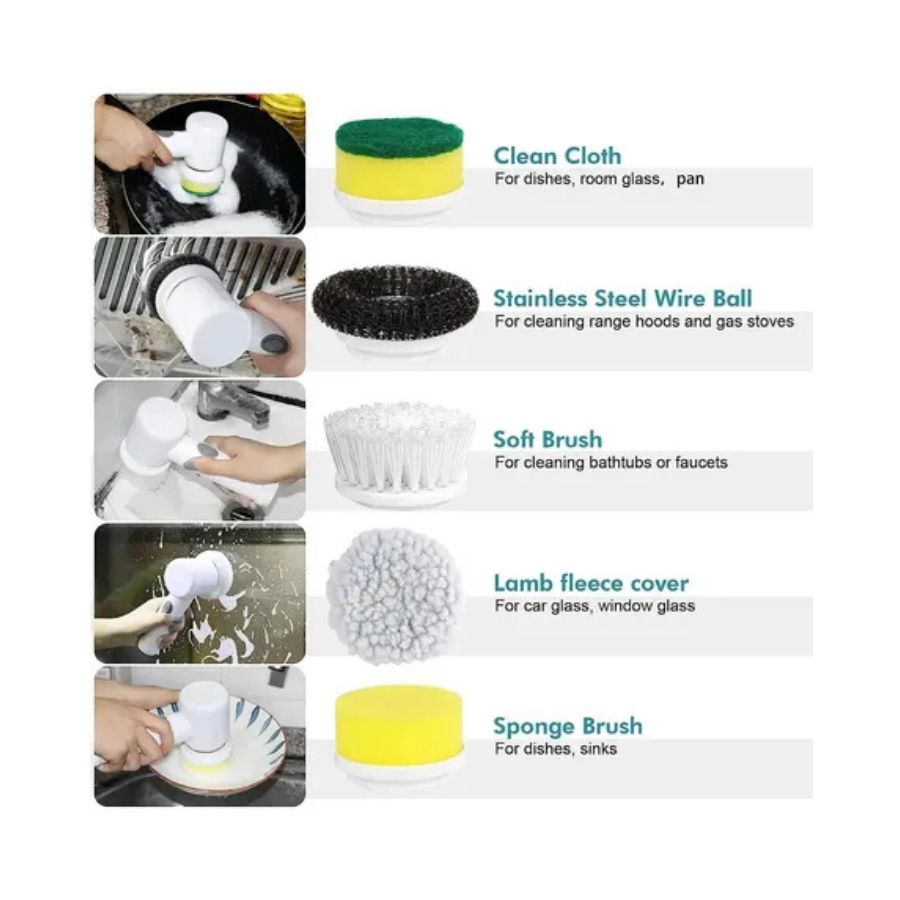 Cepillo Limpieza 5 En 1 Recargable Limpiador Cocina Hogar - Vista 4