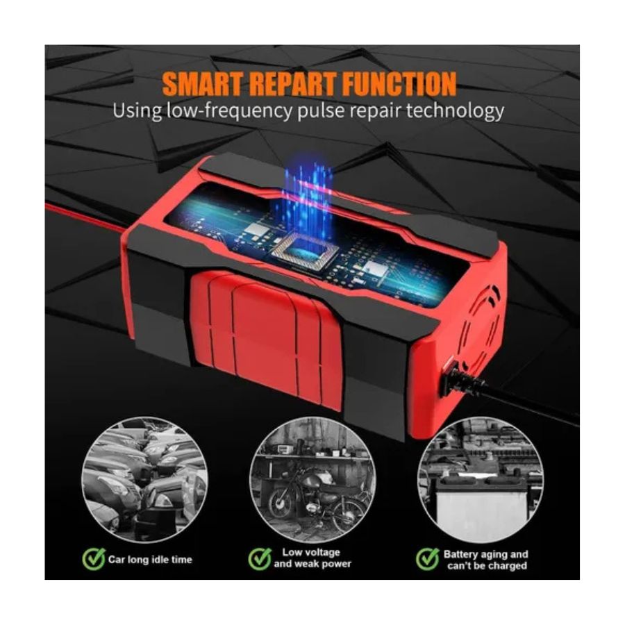 Cargador Bateria Portatil Inteligente Para Carro Moto 12v24v - Vista 2