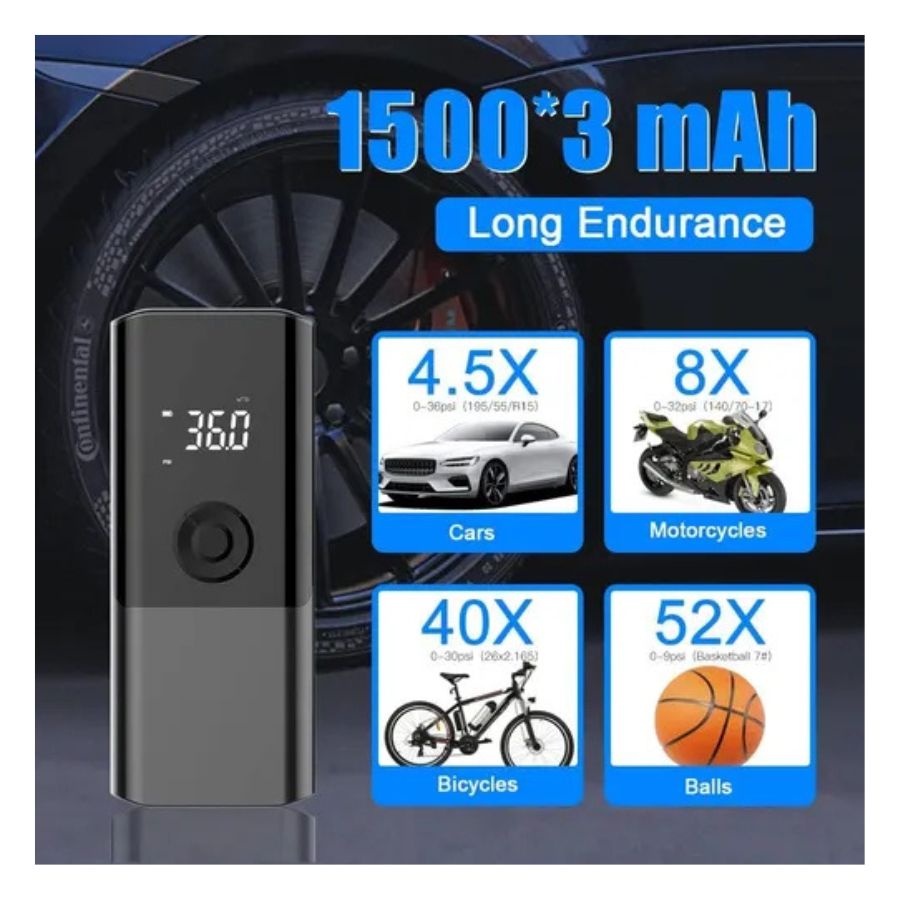 Compresor De Auto Inflador Recargable Powerbank Usb Led - Vista 5