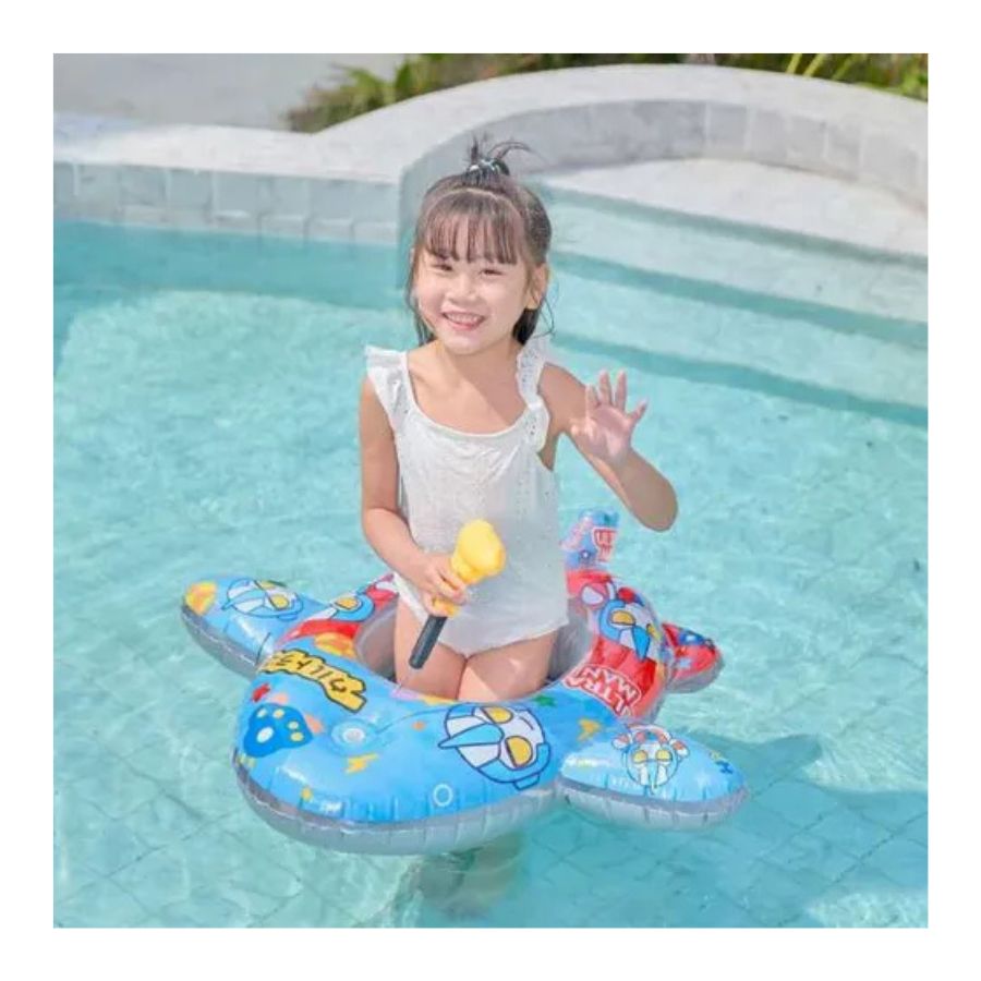 Flotador Salvavidas Avión Niños Con Lanzador De Agua Azul - Vista 3