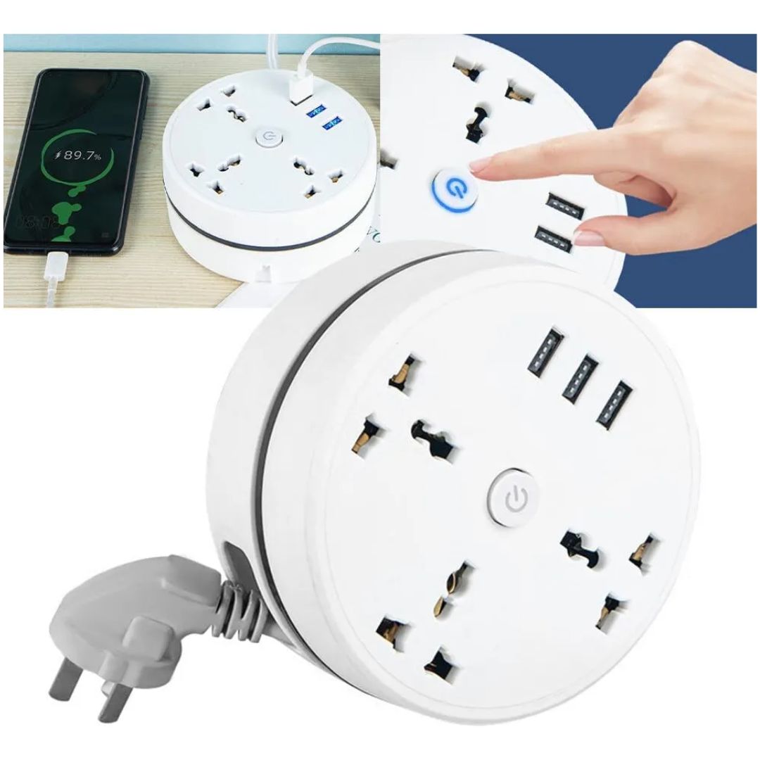 Regleta Giratoria Protector Inteligente Retractil 6 En 1 Usb - Vista 4