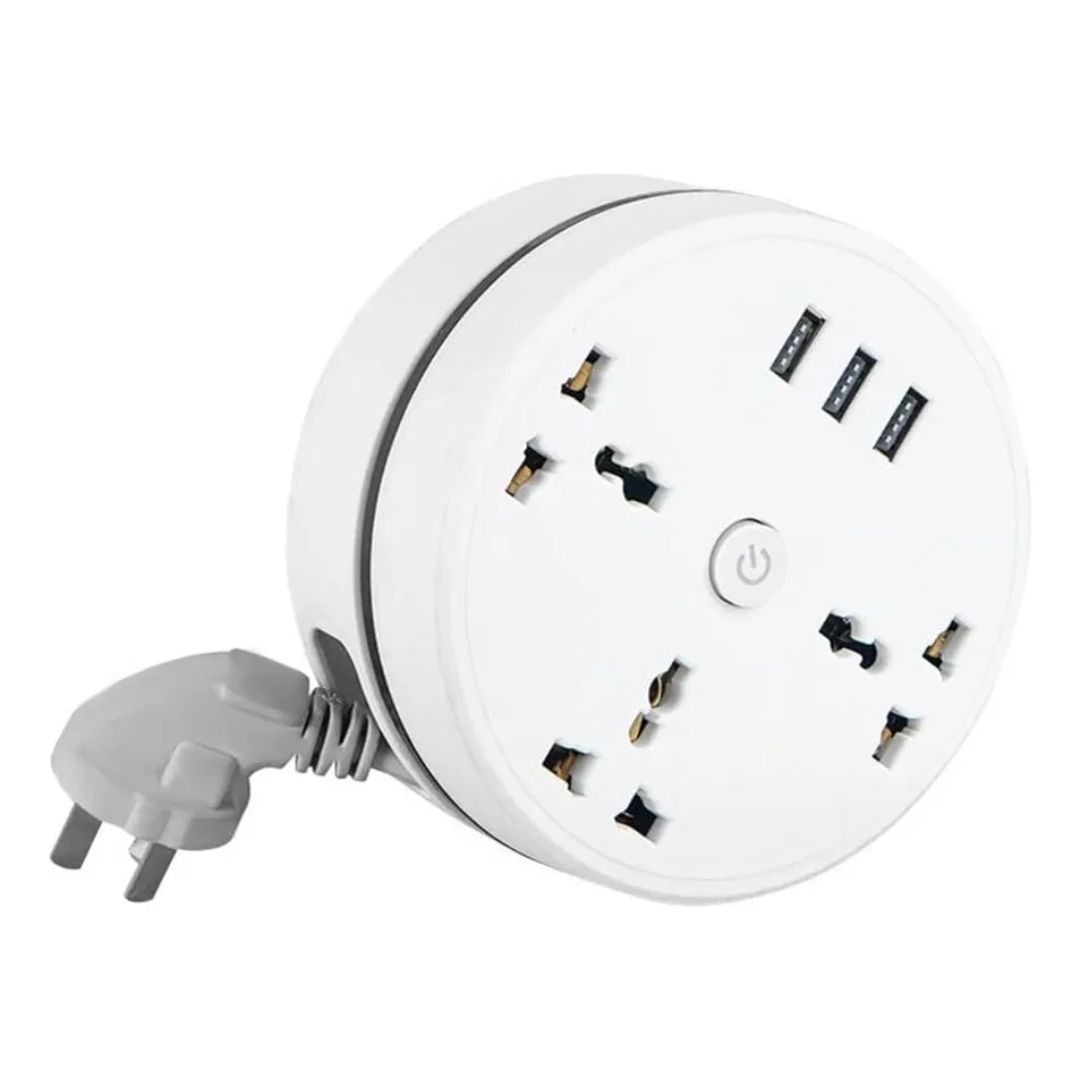 Regleta Giratoria Protector Inteligente Retractil 6 En 1 Usb