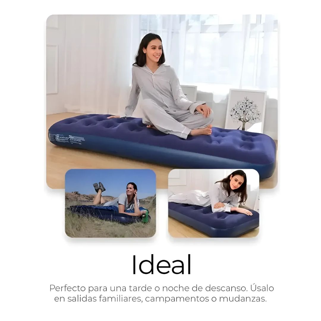 Colchon Inflable Individual Cama Aire Comoda Resistente - Vista 3