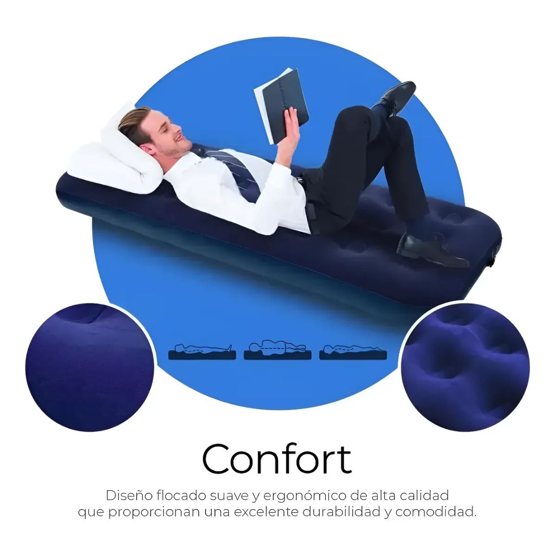 Colchon Inflable Individual Cama Aire Comoda Resistente - Vista 2