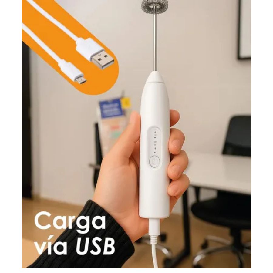 Mini Batidora Manual De Café Espumador Recargable 2 En 1