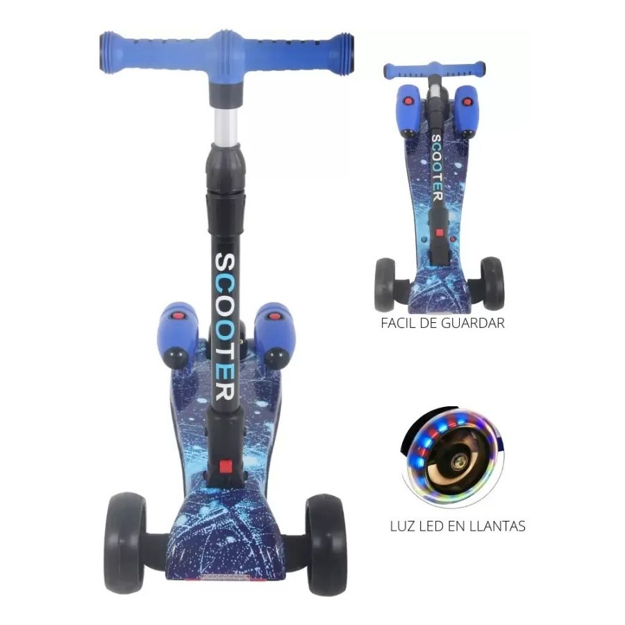 Monopatín Patineta Scooter Vapor Niños Bluetooth Música Led Azul - Vista 4