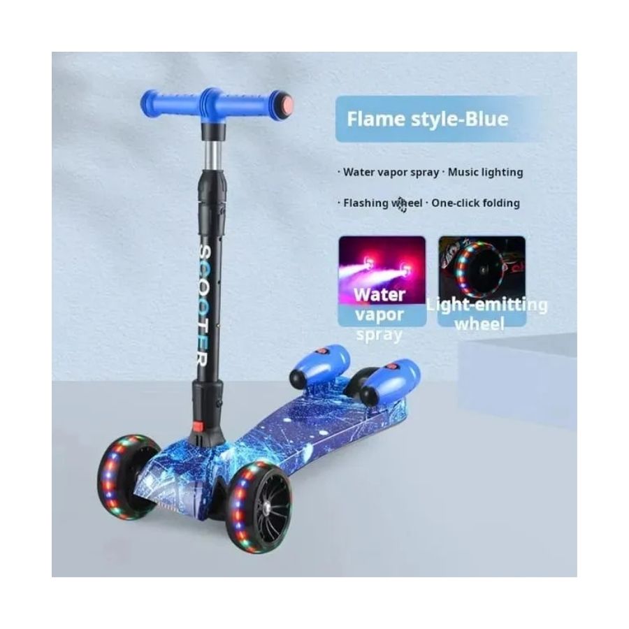 Monopatín Patineta Scooter Vapor Niños Bluetooth Música Led Azul - Vista 3