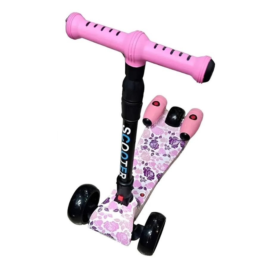 Monopatín Patineta Scooter Vapor Niños Bluetooth Música Led Rosa