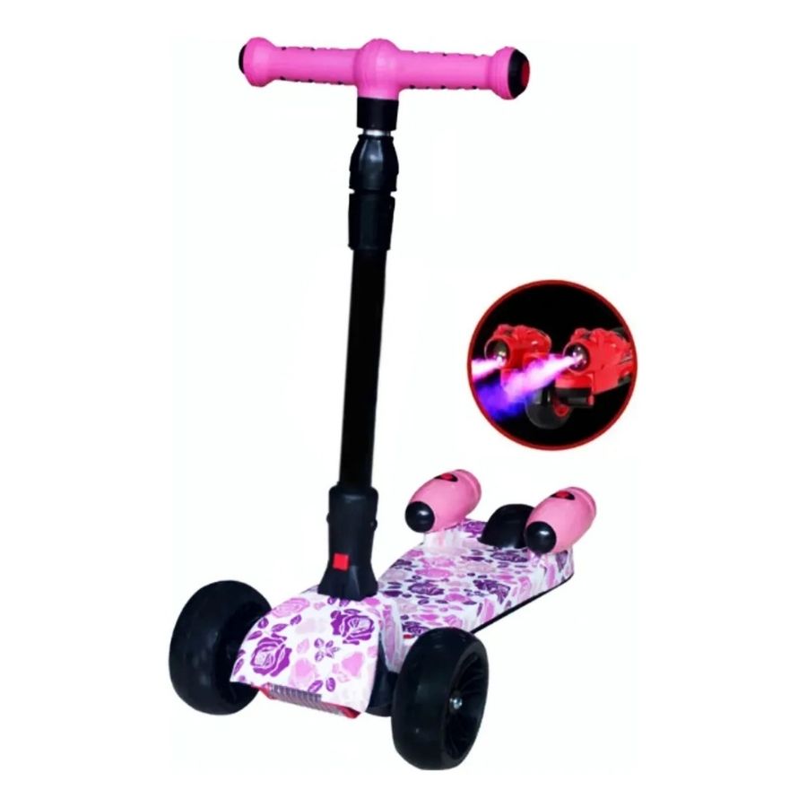 Monopatín Patineta Scooter Vapor Niños Bluetooth Música Led Rosa - Vista 2