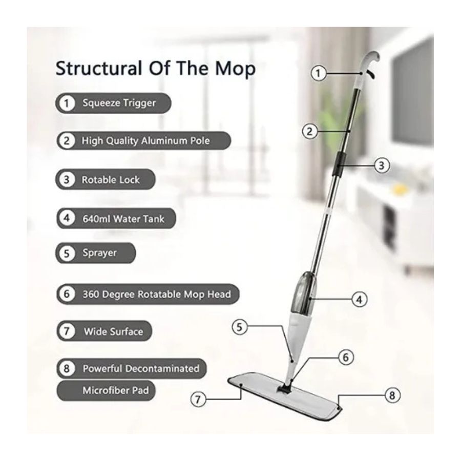 Mopa Spray Con Rociador Trapeador Limpieza Pisos - Vista 5