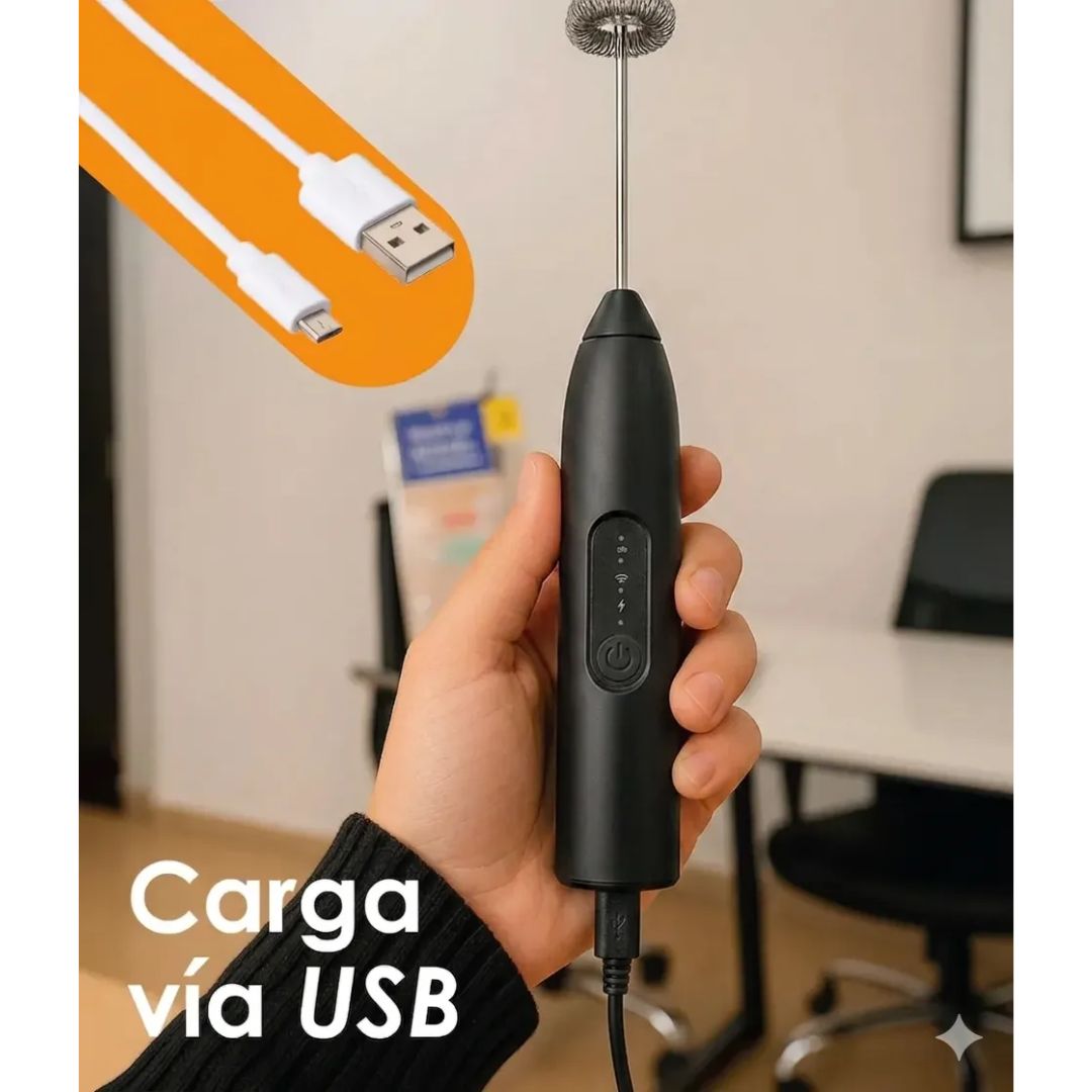 Mini Batidora Manual De Café Espumador Recargable 2 En 1 - Vista 2