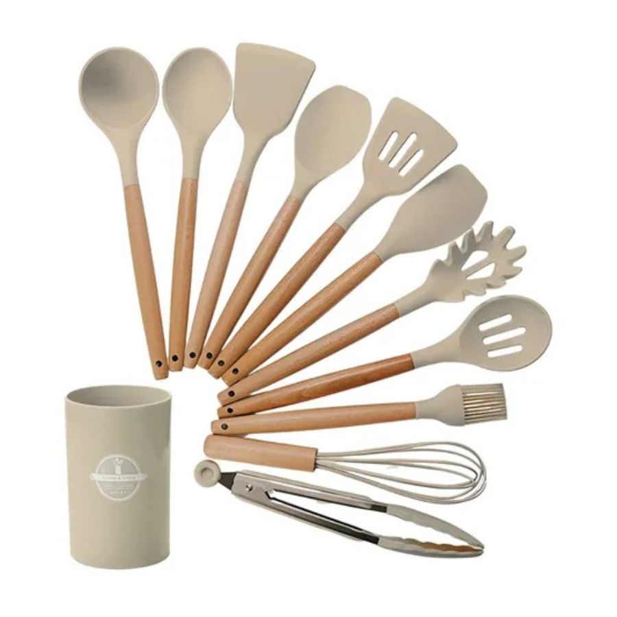 Set De Utensilios De Cocina Silicon Y Madera 12 Piezas - Vista 8