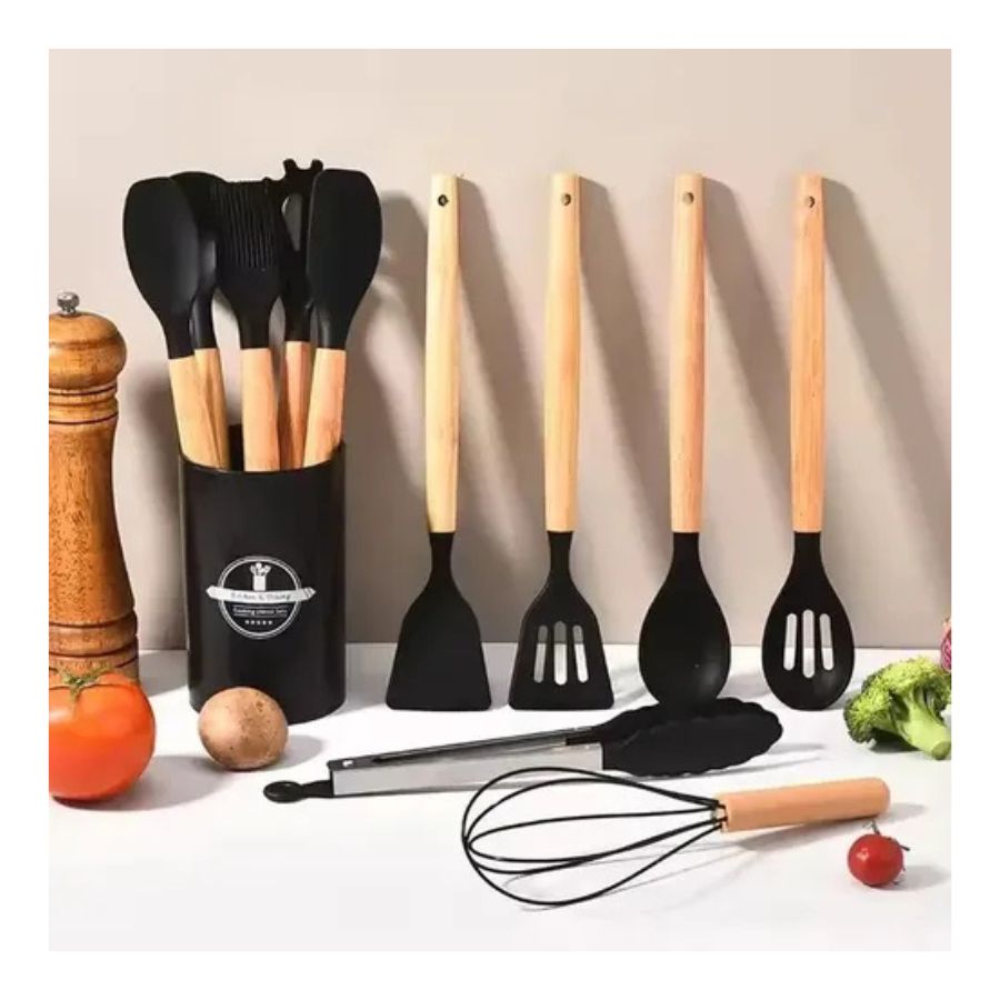Set De Utensilios De Cocina Silicon Y Madera 12 Piezas - Vista 13