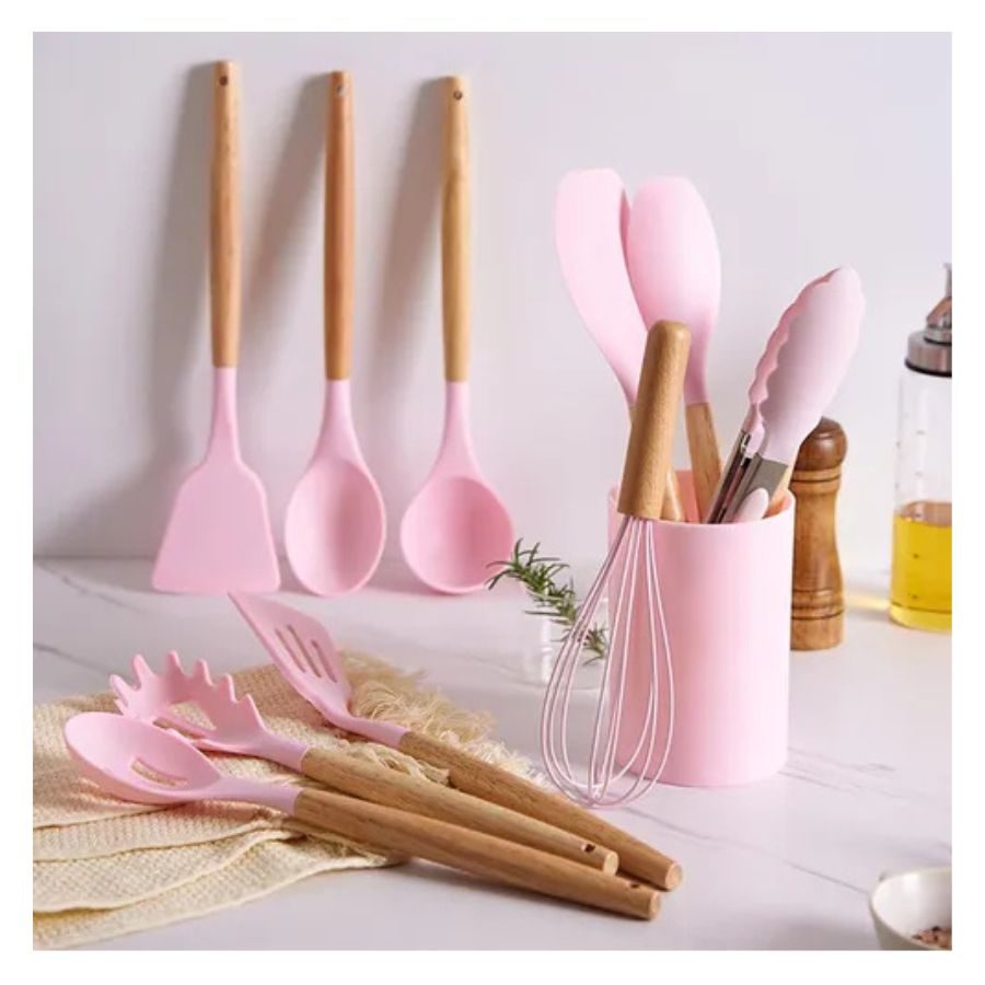 Set De Utensilios De Cocina Silicon Y Madera 12 Piezas - Vista 3