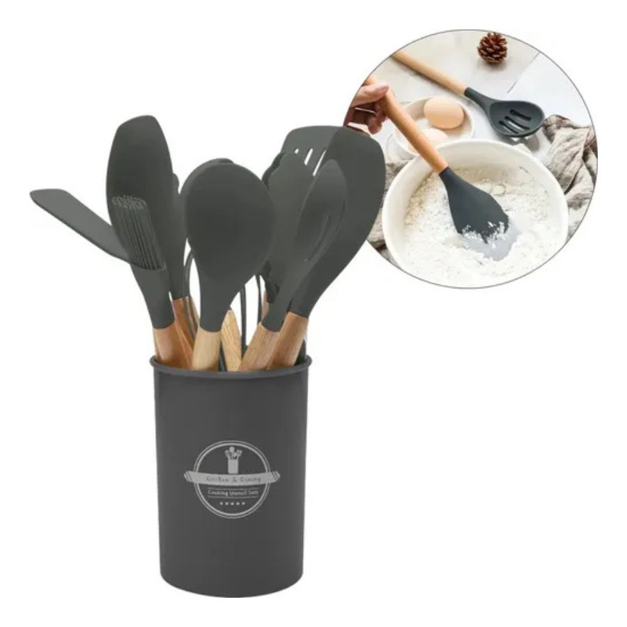 Set De Utensilios De Cocina Silicon Y Madera 12 Piezas - Vista 10