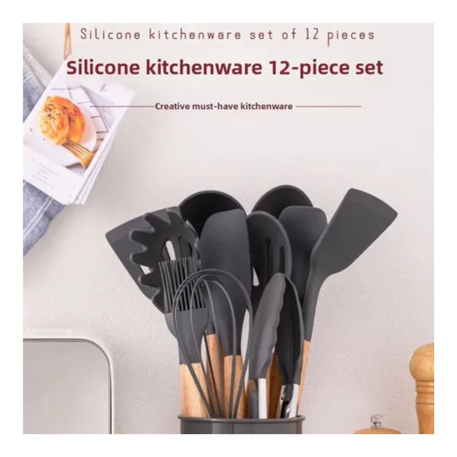 Set De Utensilios De Cocina Silicon Y Madera 12 Piezas - Vista 9