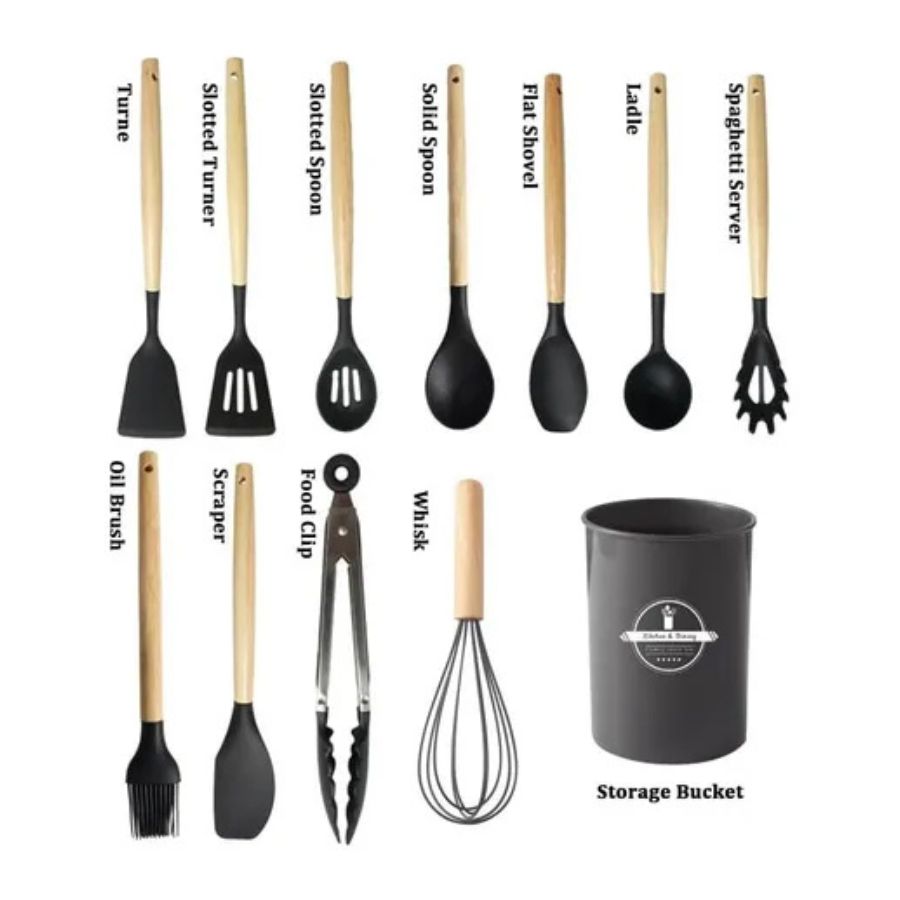 Set De Utensilios De Cocina Silicon Y Madera 12 Piezas - Vista 12