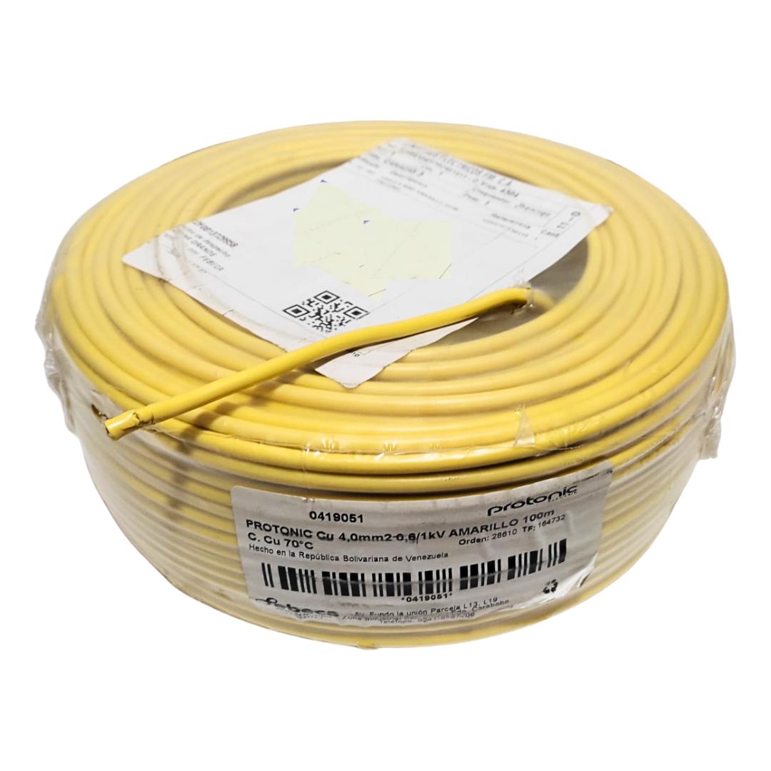 Cable Electricidad #10 4mm 100m Amarillo 100% Cobre Protonic