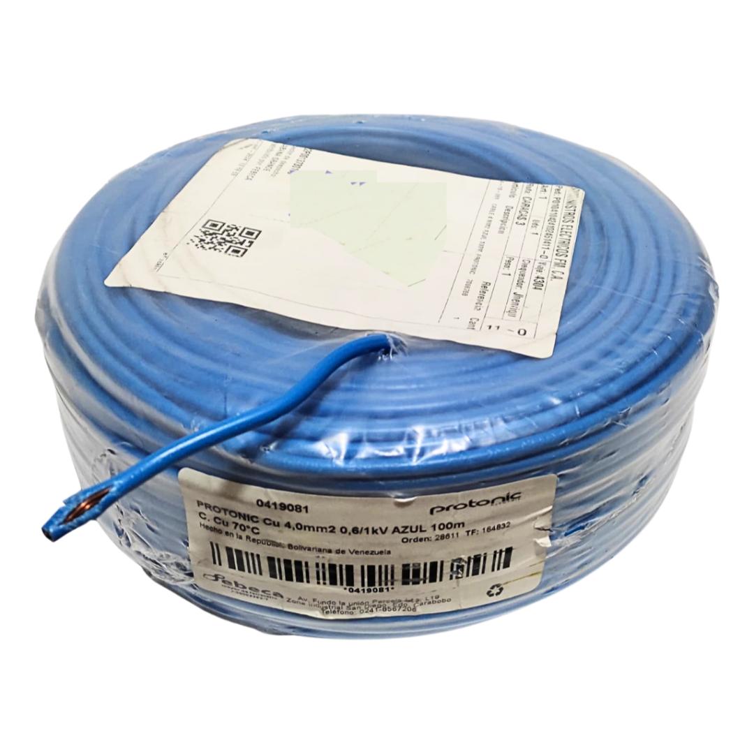 Cable De Electricidad #10 4mm 100m Azul 100% Cobre Protonic