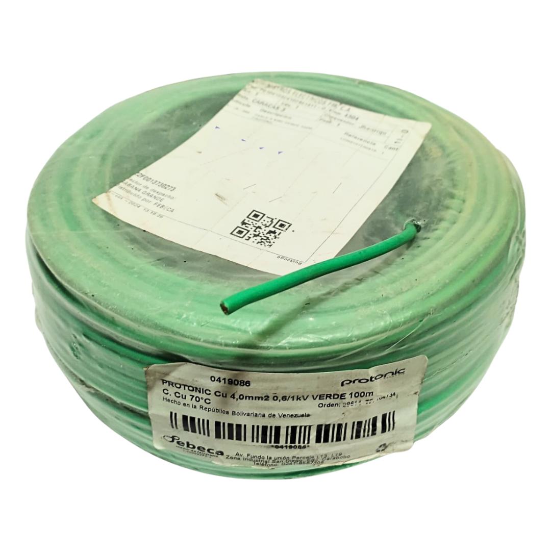 Cable De Electricidad #10 4mm 100m Verde 100% Cobre Protonic