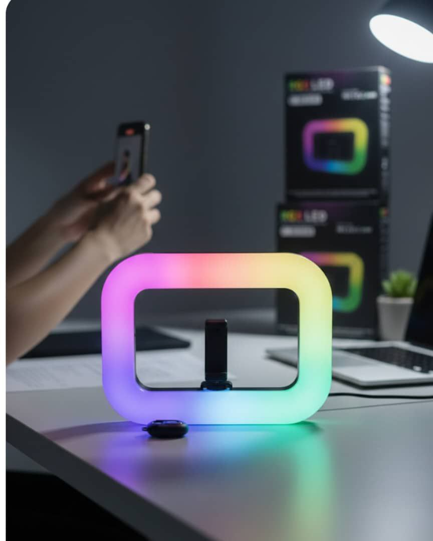 Aro de Luz Cuadrado RGB - Inalámbrico E-30 Celular - Vista 3