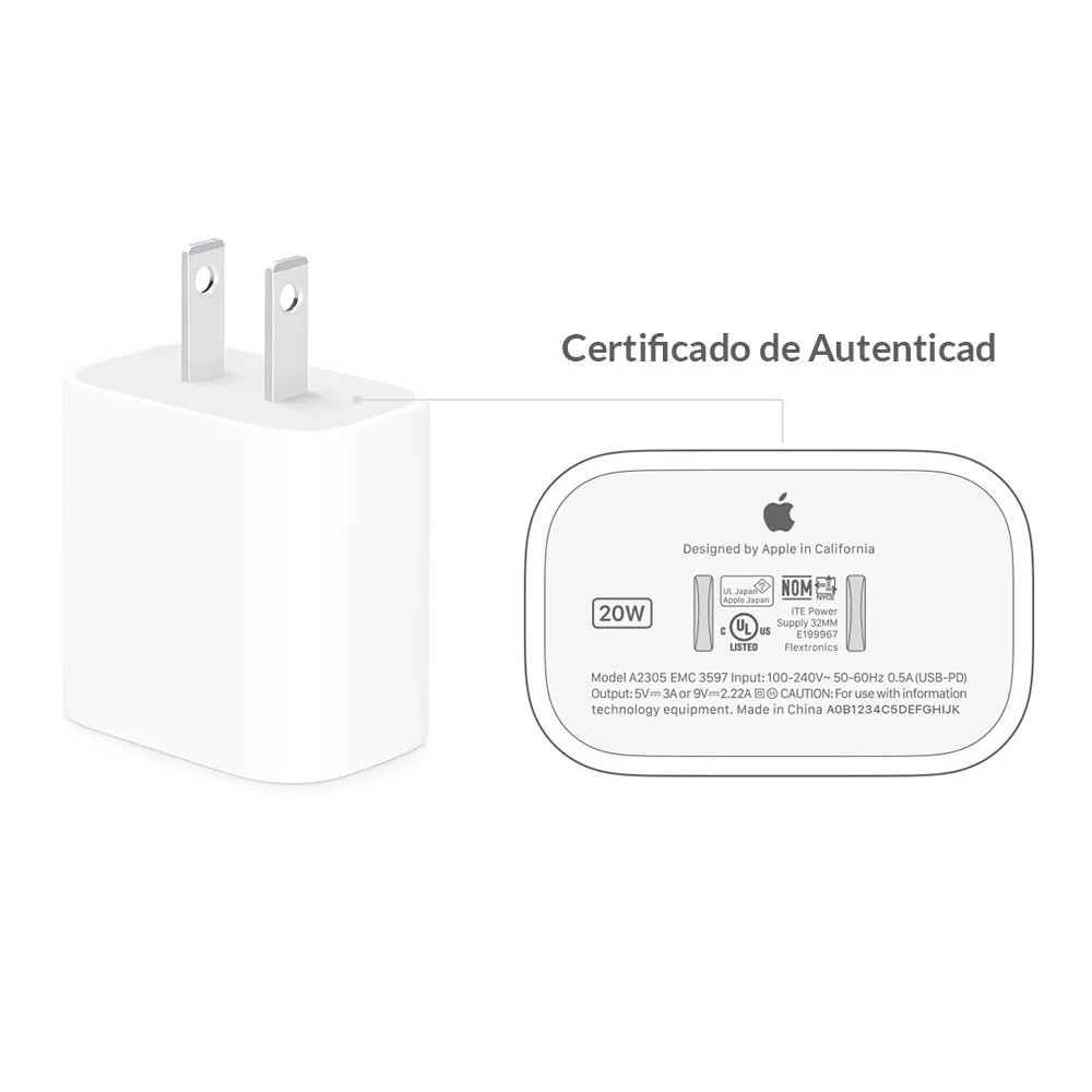 Taco Cargador iPhone 20W Tipo C