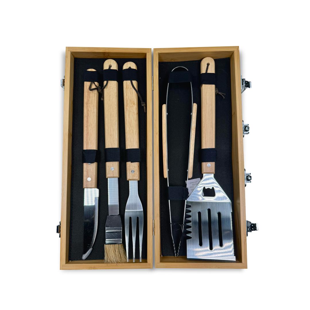 Set Parrillero Maletín De Madera