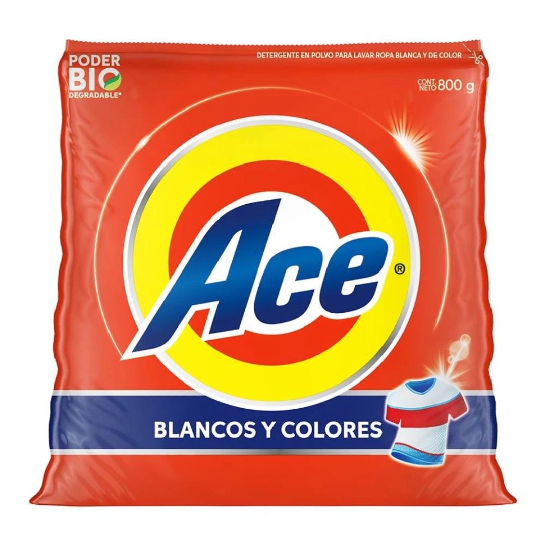 Detergente en Polvo Ace Maxi Limpieza 800g